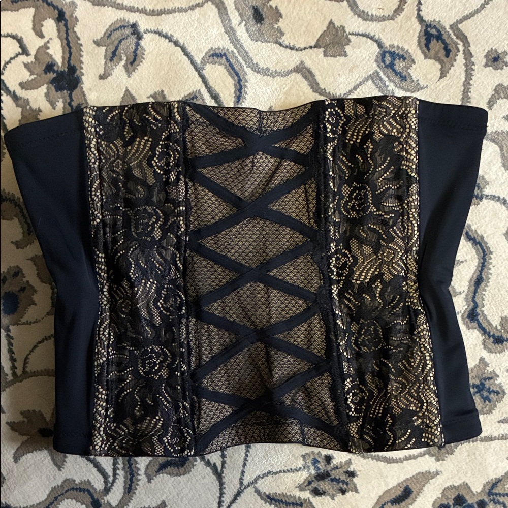 Black Corset with Lace Overlay